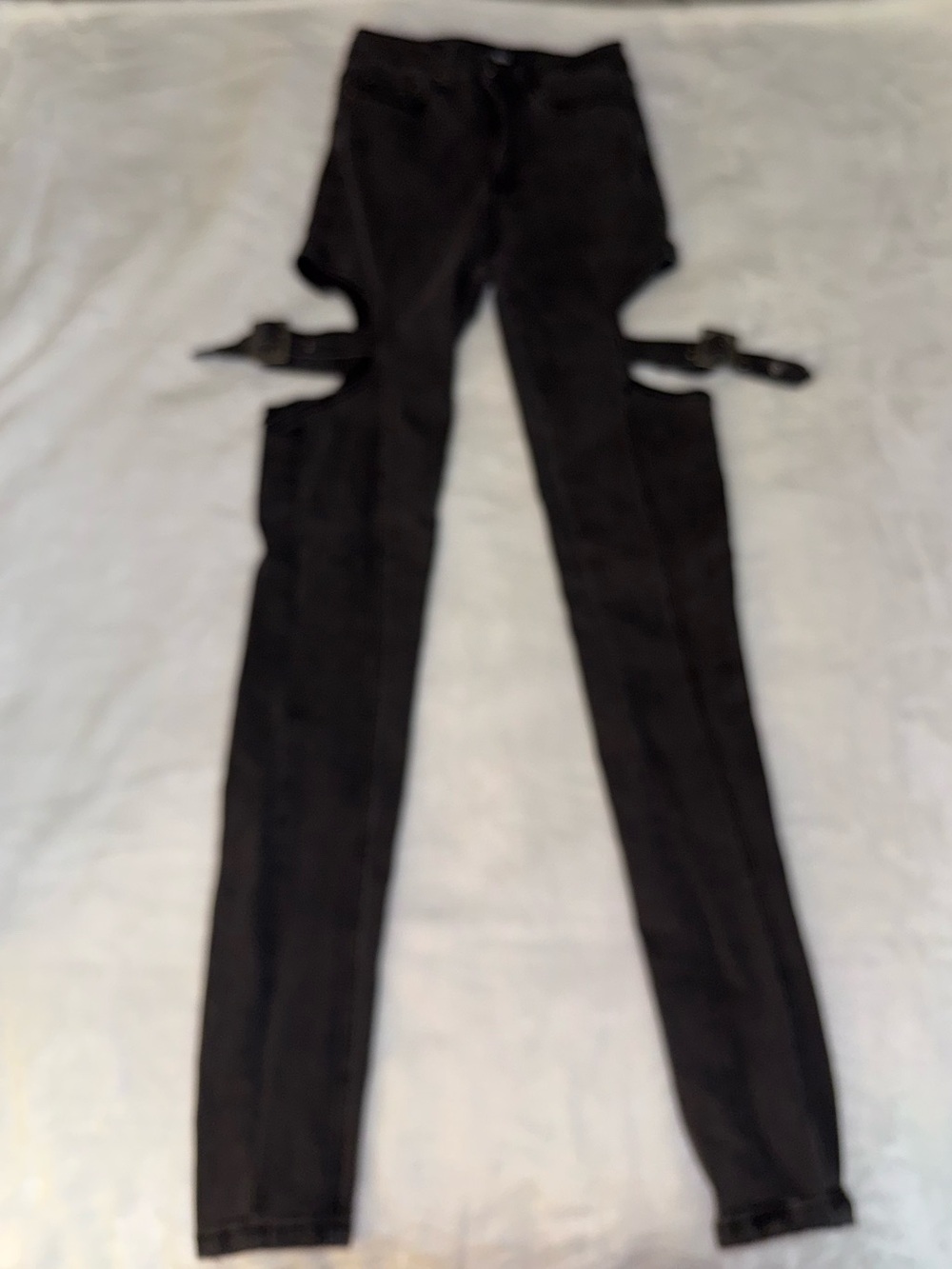 Fashion Nova Black Skinny High-Waist Cutout Strap Pants